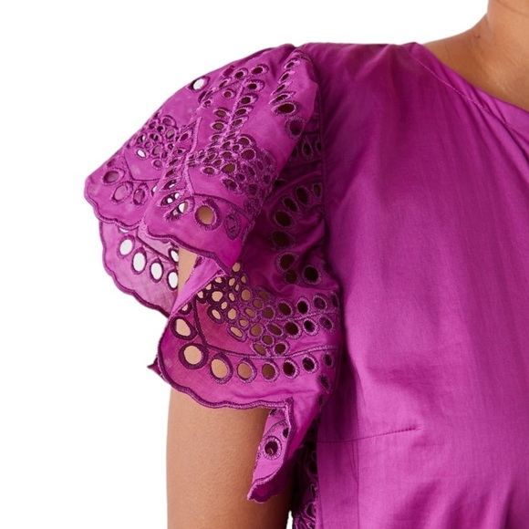 Rails Gia Eyelet Embroidered Cotton Midi Dress in Berry Size M NWT - Picture 3 of 13